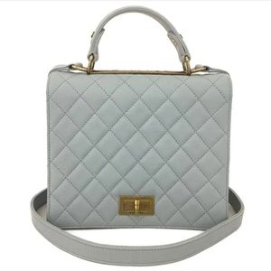 CHANEL Light Blue Quilted Lambskin 2 Way Shoulder Handbag Lambskin Leather